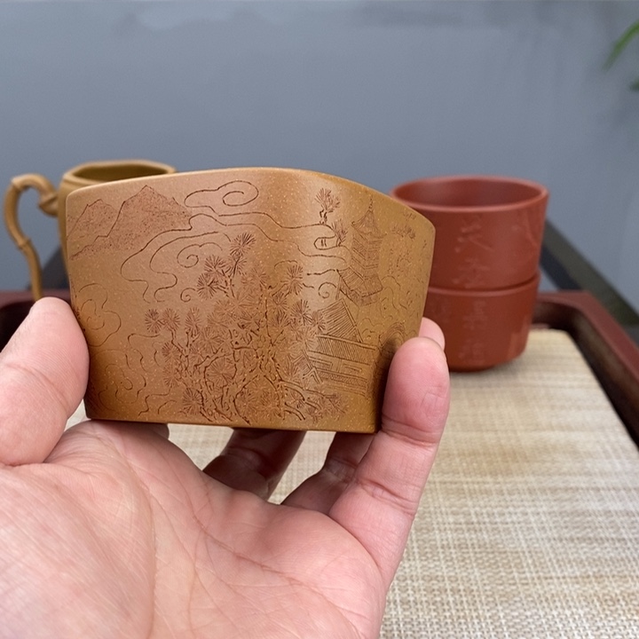 紫砂茶杯一**草宜兴紫砂主人杯