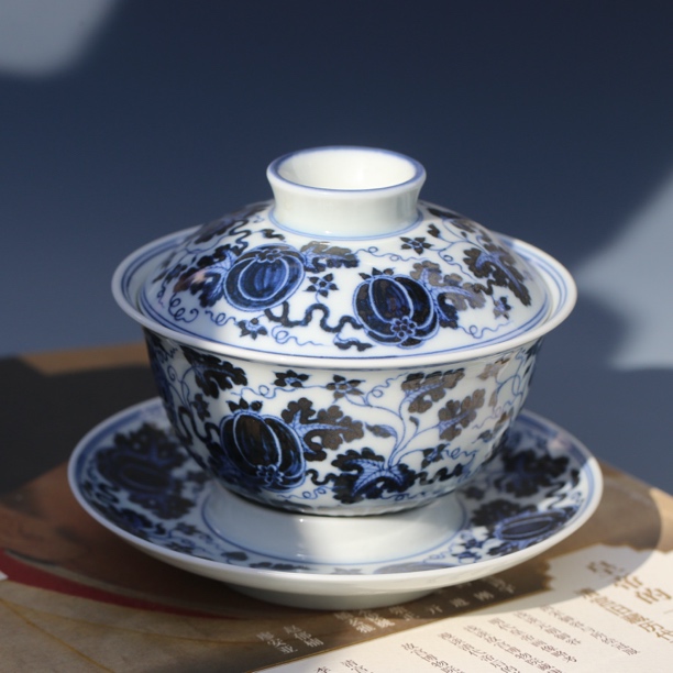 景德镇春风祥玉 绵绵瓜瓞三才西瓜盖碗 阿贵茶庄