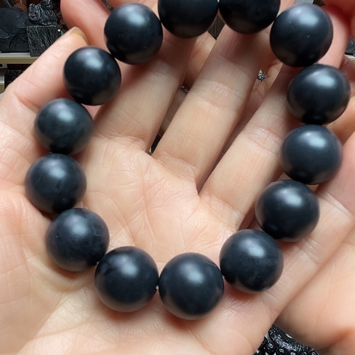 和田玉（墨玉）未镶嵌手链卡16圆珠福利款