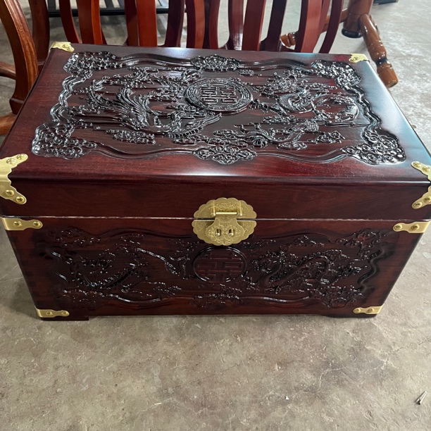 【只做拆房老料】龙凤呈祥喜字嫁妆箱樟木箱 榫卯结构60*40*30