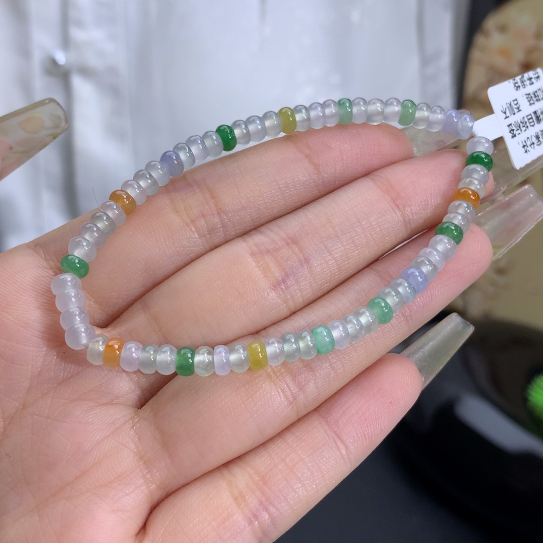 翡翠手链未镶嵌卡4.4冰胶多宝算盘