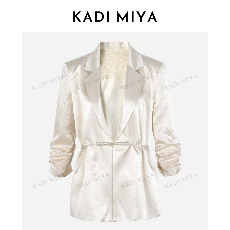 KADIMIYA时尚高级通勤提花褶皱肌理感收腰西装外套女士气质