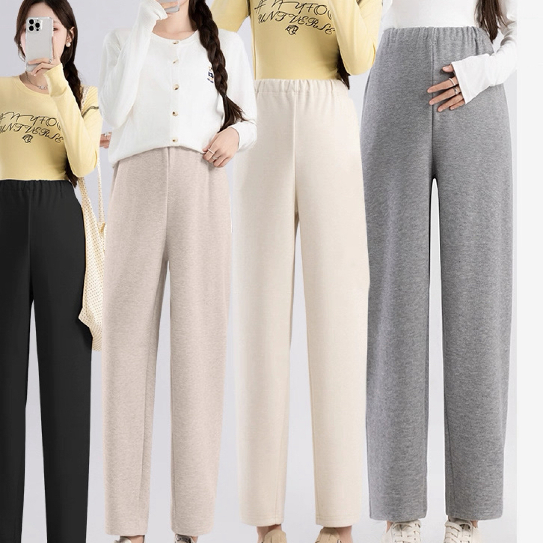 小个子孕妇秋冬加厚不加绒无托腹宽松显瘦外穿休闲糯米裤