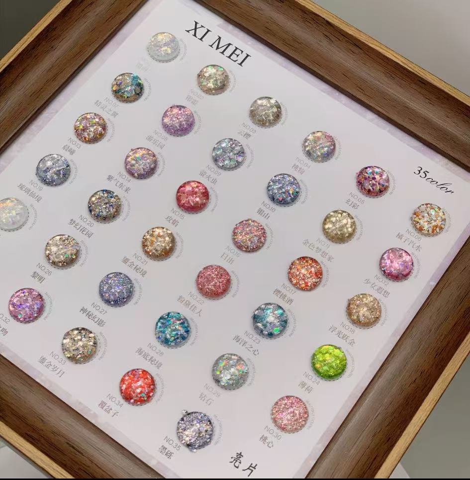 希妹 美甲 定制35色亮片合集大亮片（涂好色板）
