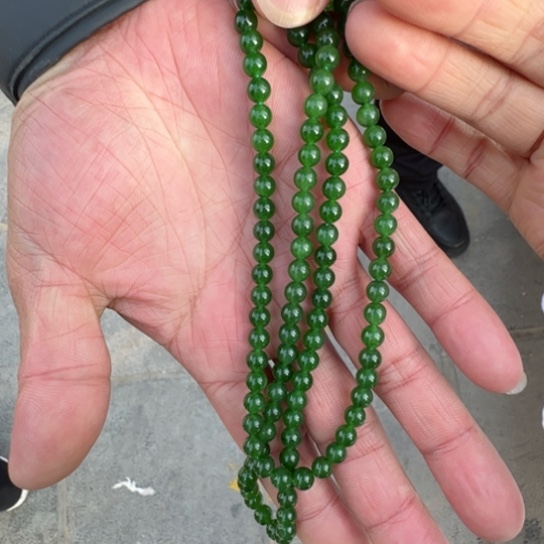 和田玉颈饰未镶嵌俄罗斯冰底卡6的108