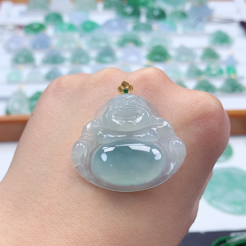 【闪购商品】翡翠吊坠(赠链)18K金镶嵌