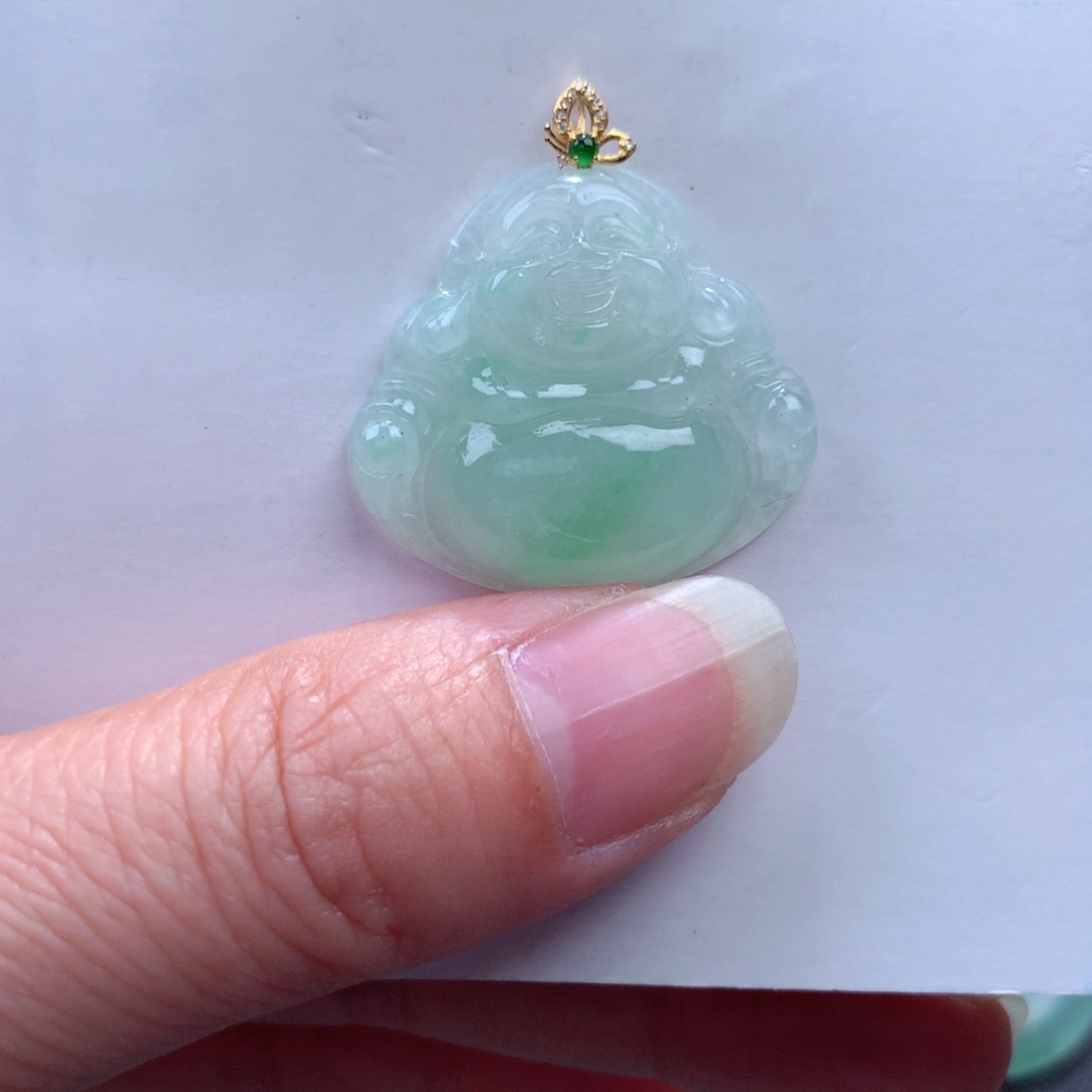 翡翠吊坠(不含链)18K金镶嵌