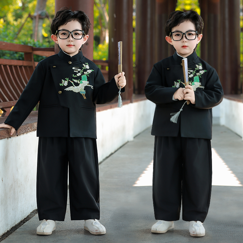 儿童秋款新中式外套男宝宝国风盘扣民族古风幼儿园表演服唐装西服