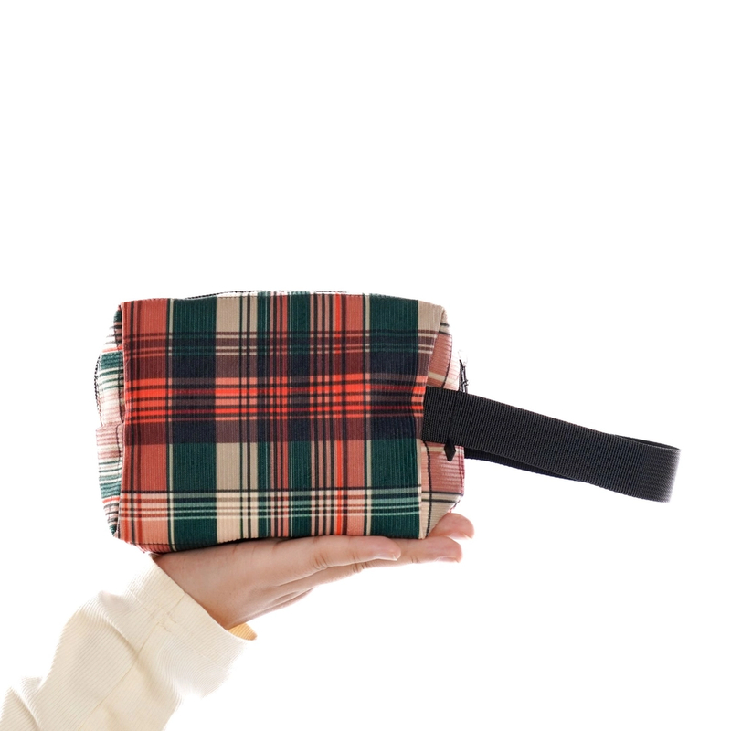 无则艺【姨妈包】红格子原创手提包便携水洗化妆包小包布包