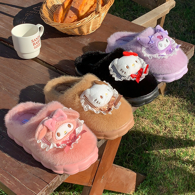 居家三丽鸥正品HelloKitty棉拖鞋冬季可爱保暖卡通毛绒拖