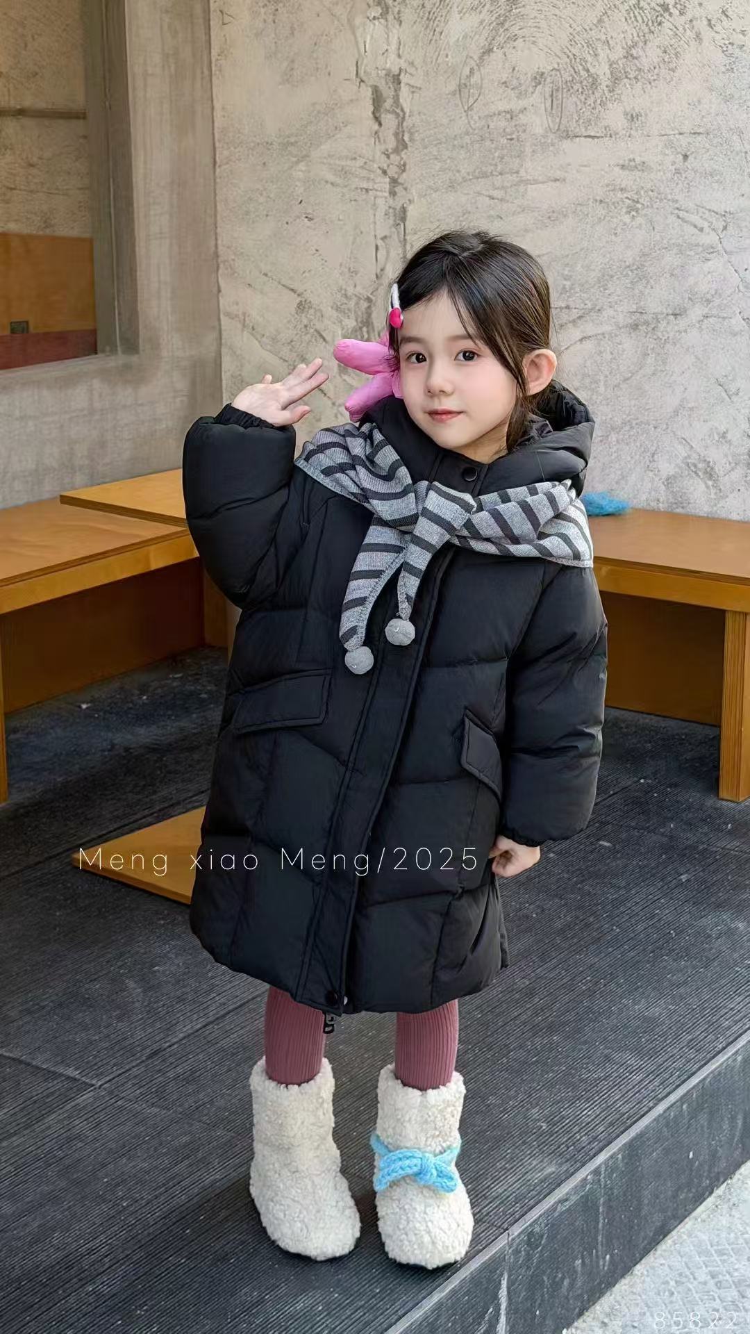 {花卷卷}2025冬新国标90白鸭绒韩版黑色中长款羽绒服85822（汉服）