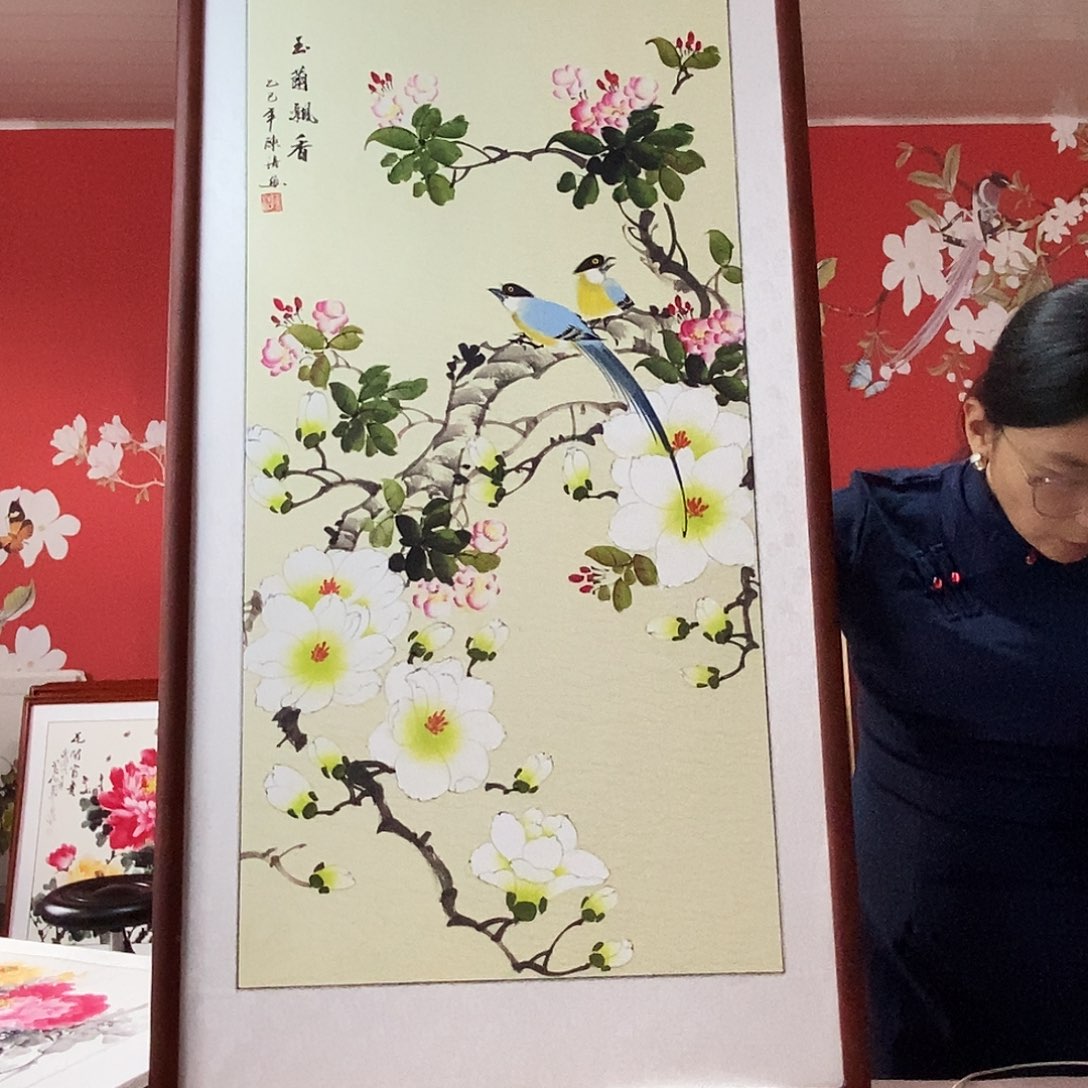 国画手写手绘带框包邮国画作品62✖️122