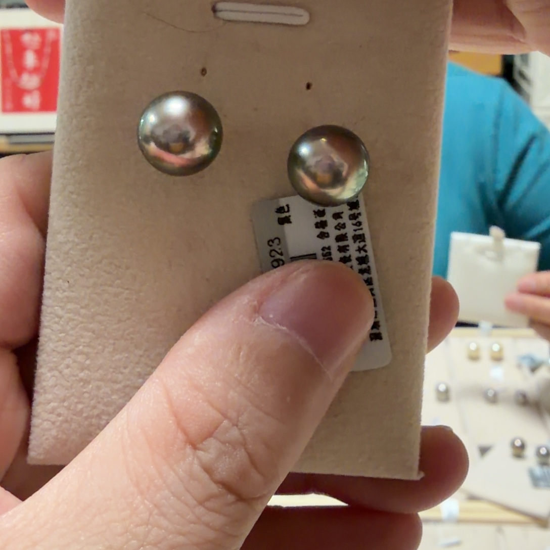 海水珍珠银S925镶嵌耳钉