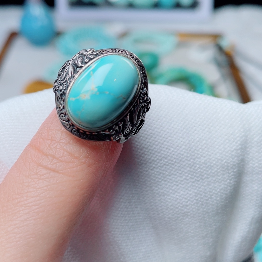 绿松石银S925镶嵌珠宝奇石