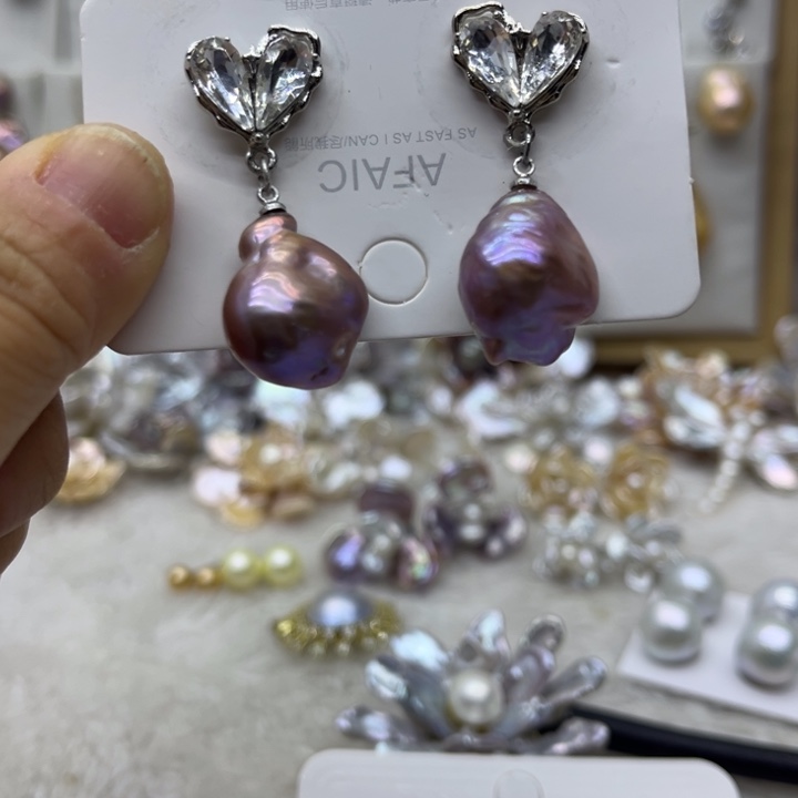 银S925镶嵌耳饰淡水珍珠