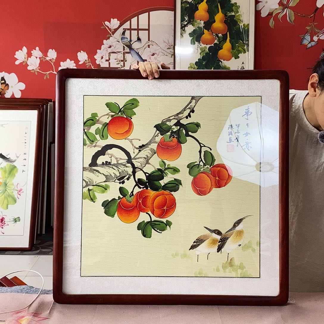 国画手写手绘国画作品62✖️62带框包邮