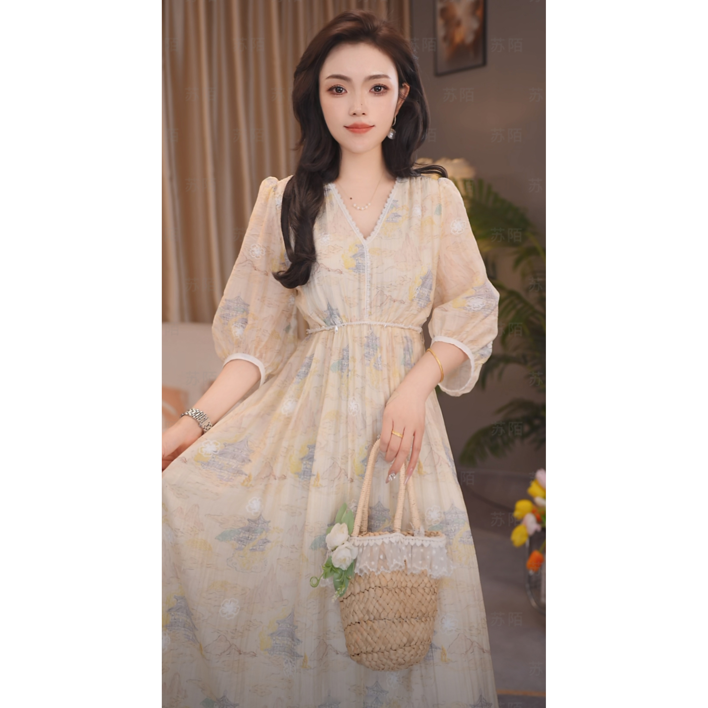 苏陌天丝裙女爆款2025新款高级感连衣裙夏季法式高贵气质甜美仙女
