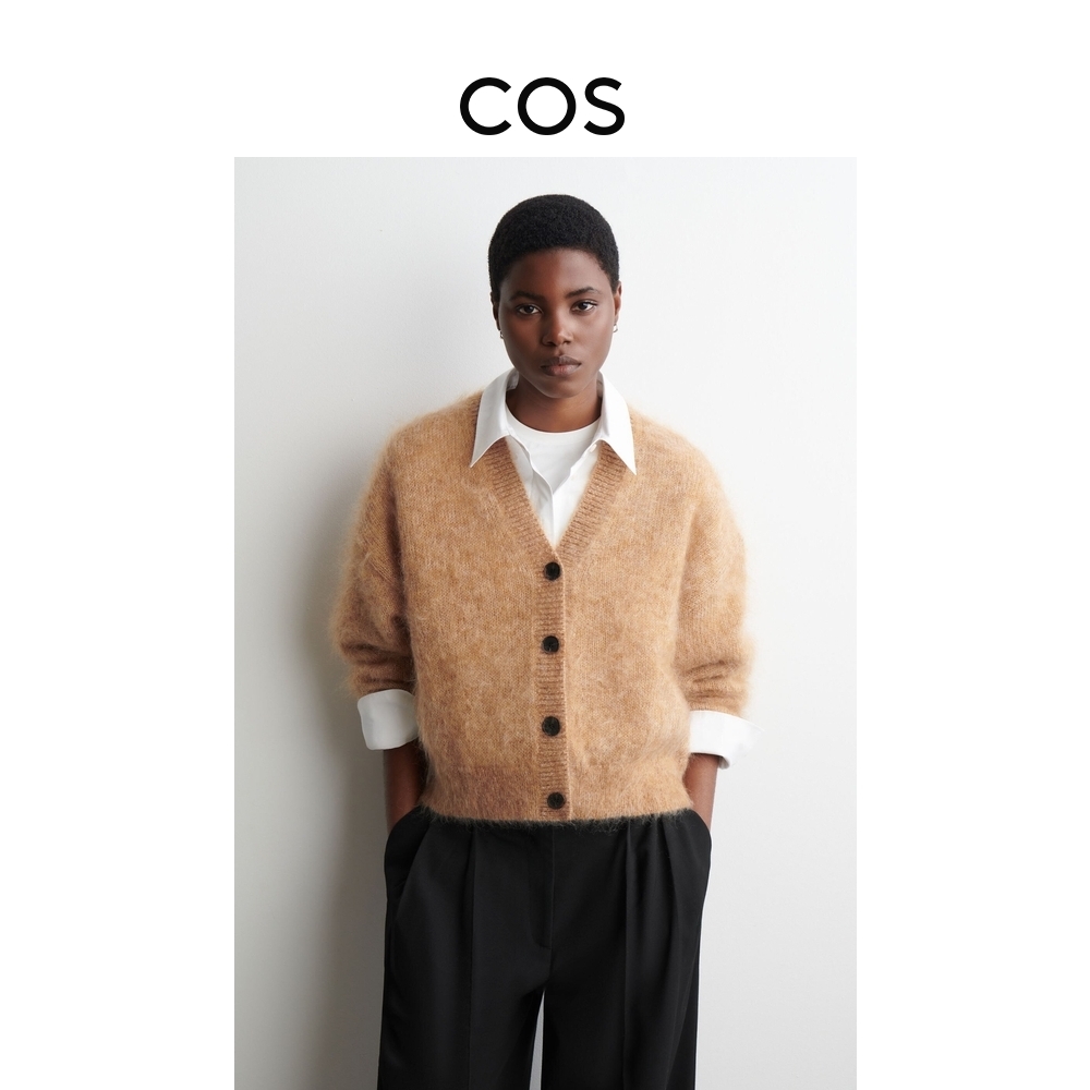 COS女装 休闲版型V领马海毛混纺开衫2025秋季新品1309729001