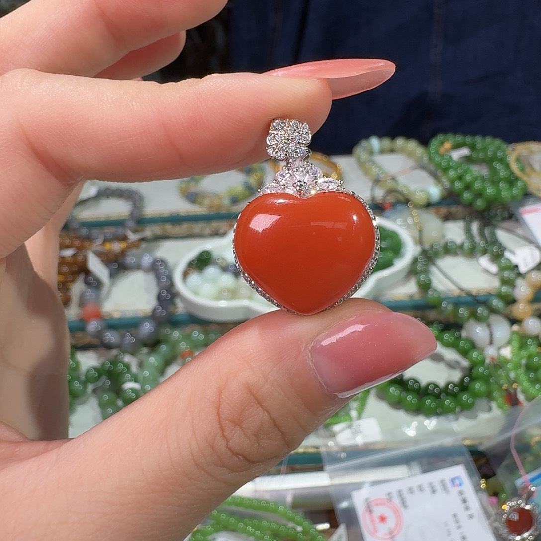 南红玛瑙银S925镶嵌颈饰