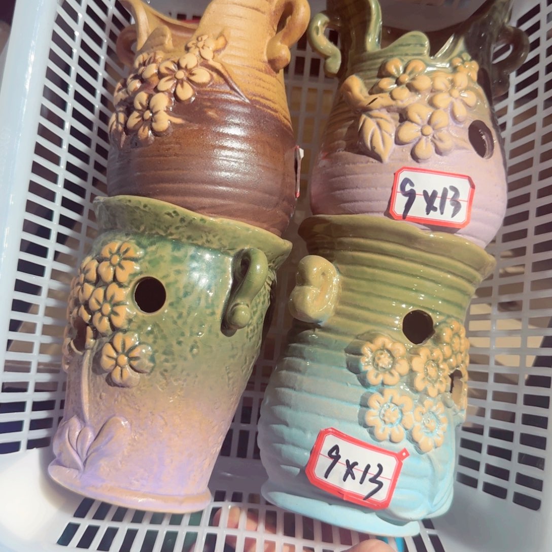 紫砂花盆粗陶绿醋