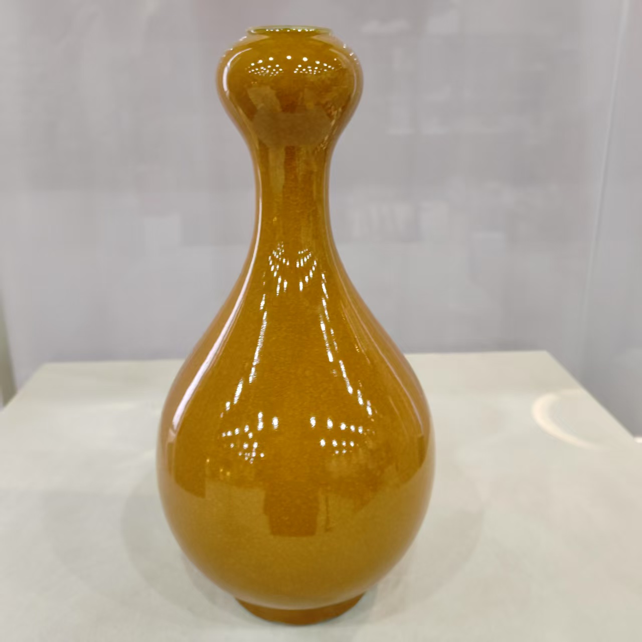 r01192/黄色釉陶瓷赏瓶c