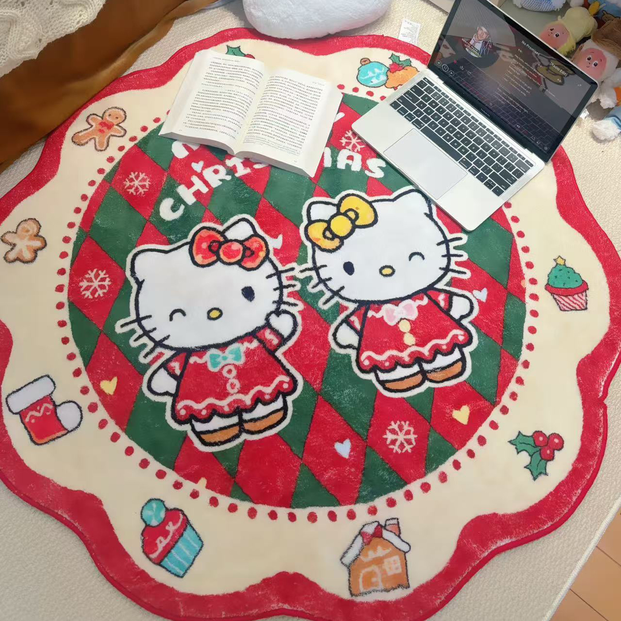 羊绒加厚圣诞地毯卧室房可爱床边客厅沙发茶几地垫转椅房间