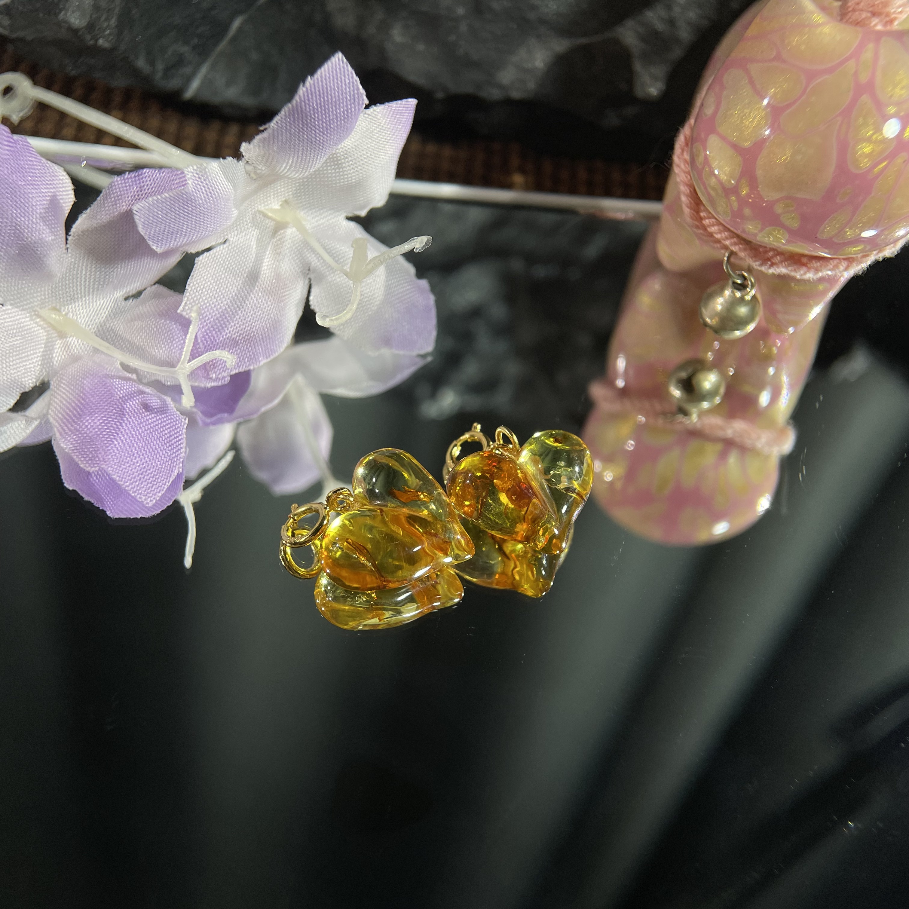s925高明艳花珀屁桃吊坠多样性发其一 5140