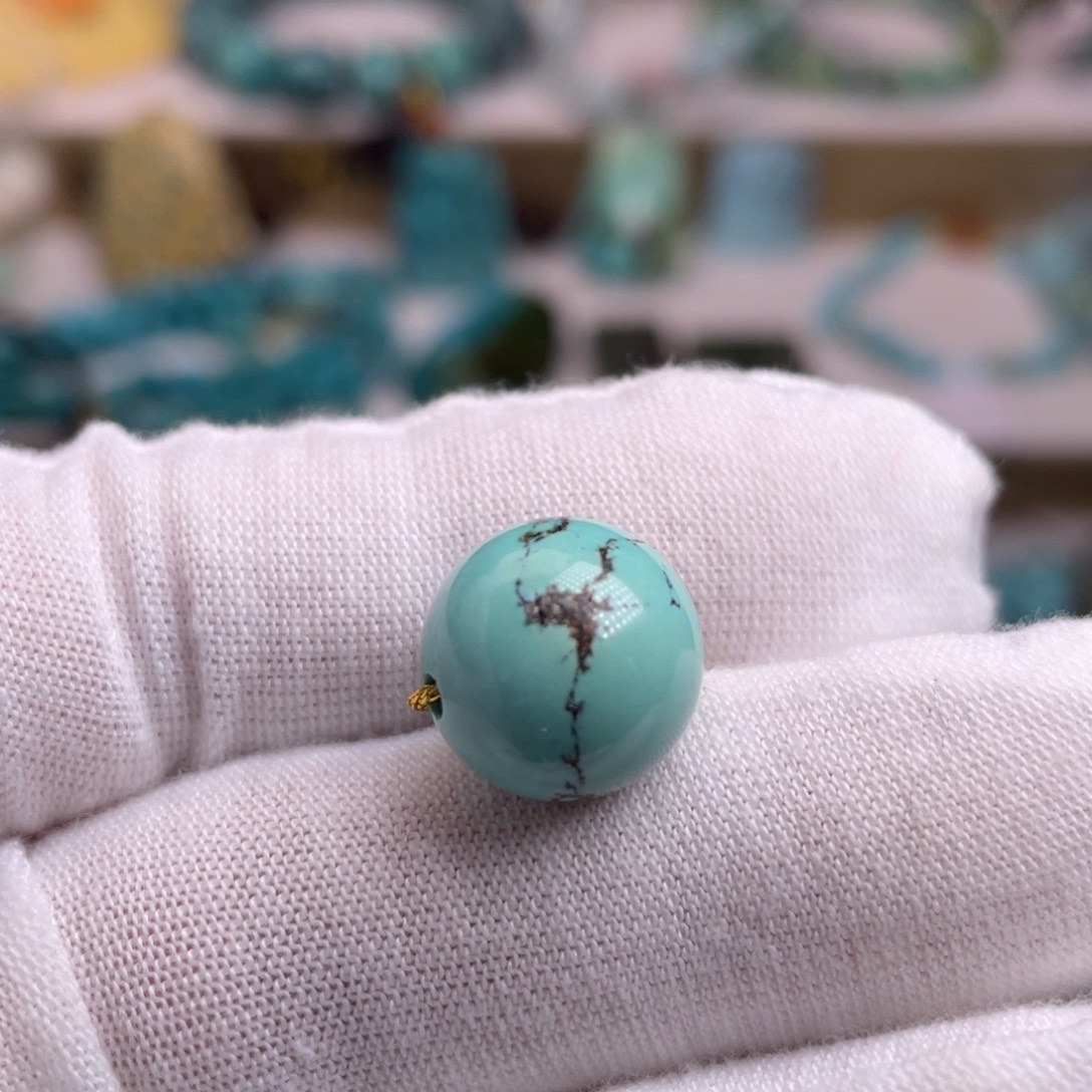 绿松石未镶嵌珠宝奇石12.8mm