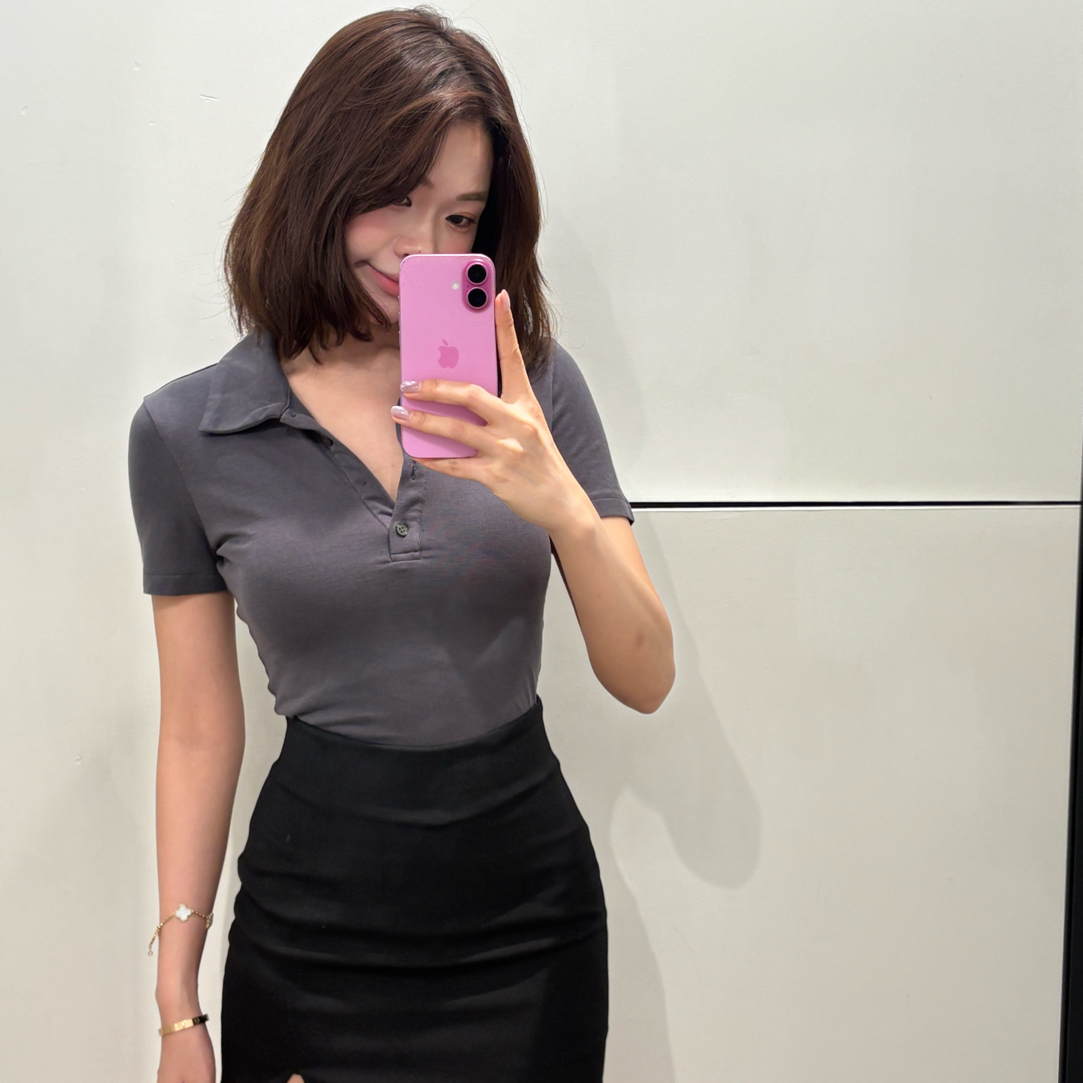 陈椿儿 短袖POLO显瘦短款T恤时尚韩版cleanfit风