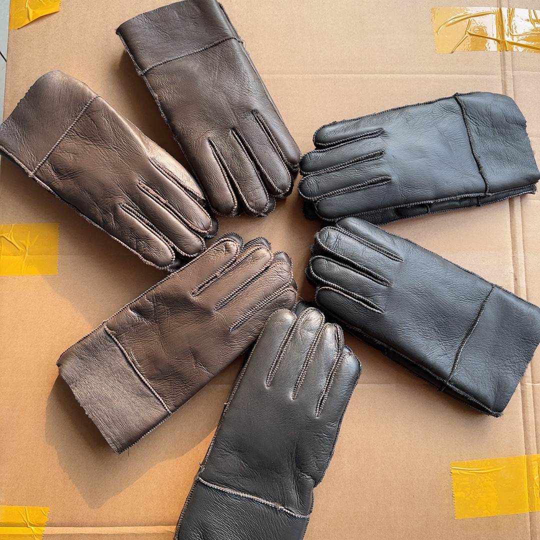 整背男女羊皮毛一体手套户外骑行加绒加厚防寒保暖秋冬长款分指