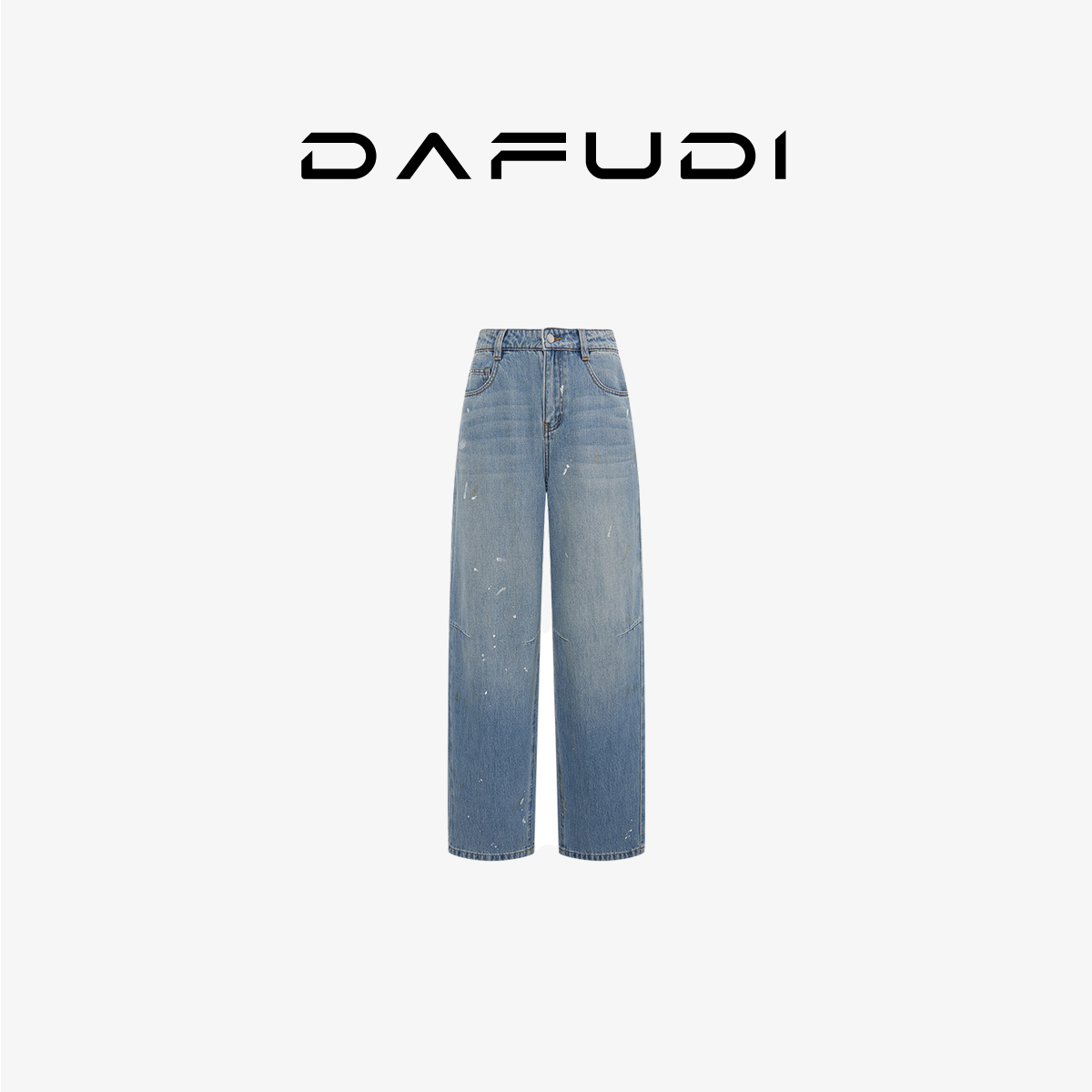 【牛仔裤】2025秋新款蓝色涂鸦做旧锥形脏脏裤牛仔裤Z6754