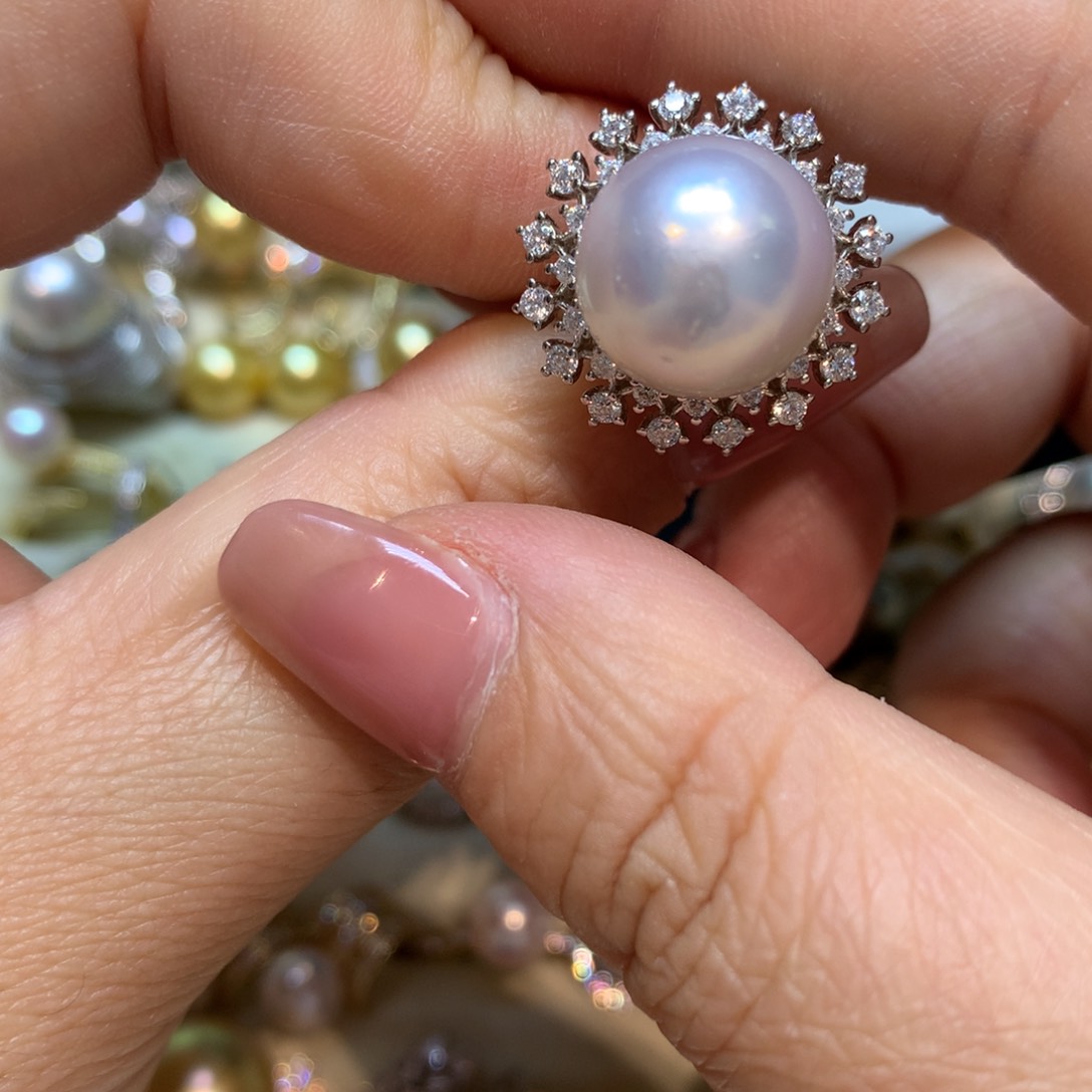 海水珍珠戒指银S925镶嵌