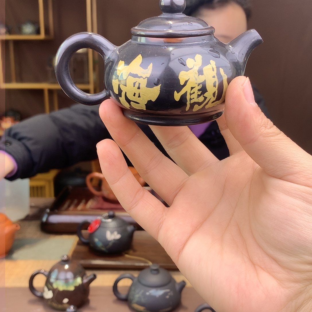 壶建水紫陶彩填水亮茶壶060