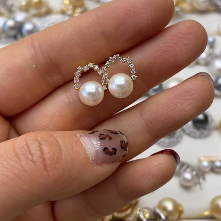 海水珍珠耳饰银S925镶嵌