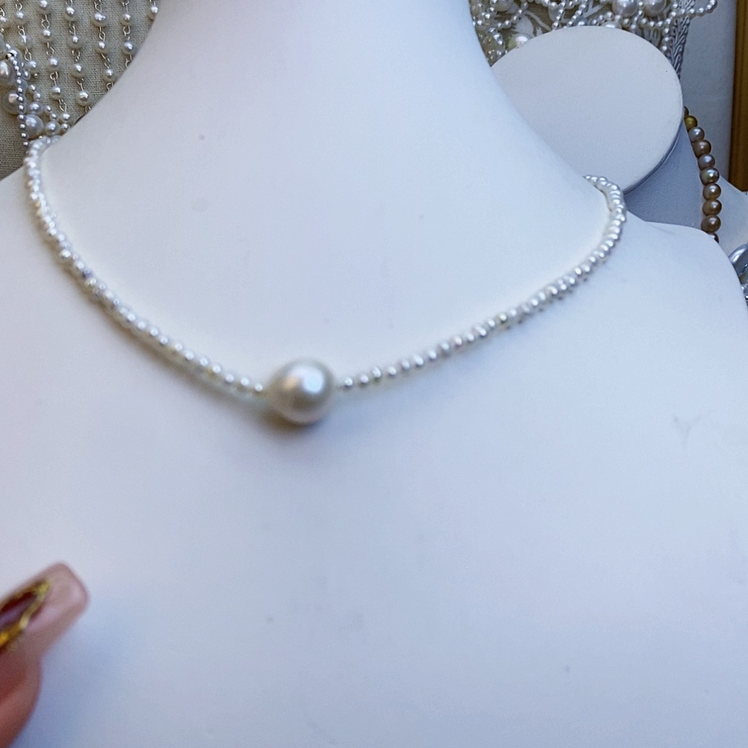 淡水珍珠颈饰银S925镶嵌