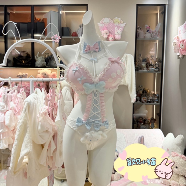 【元气喵】手作系列默认微瑕 欲见小猫 性感甜美吊带上衣（R26）