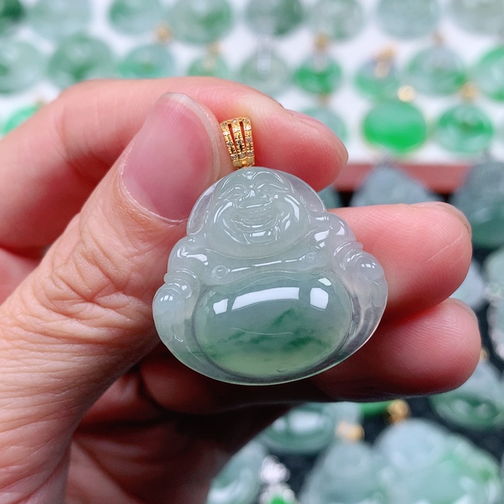 翡翠吊坠(不含链)18K金镶嵌