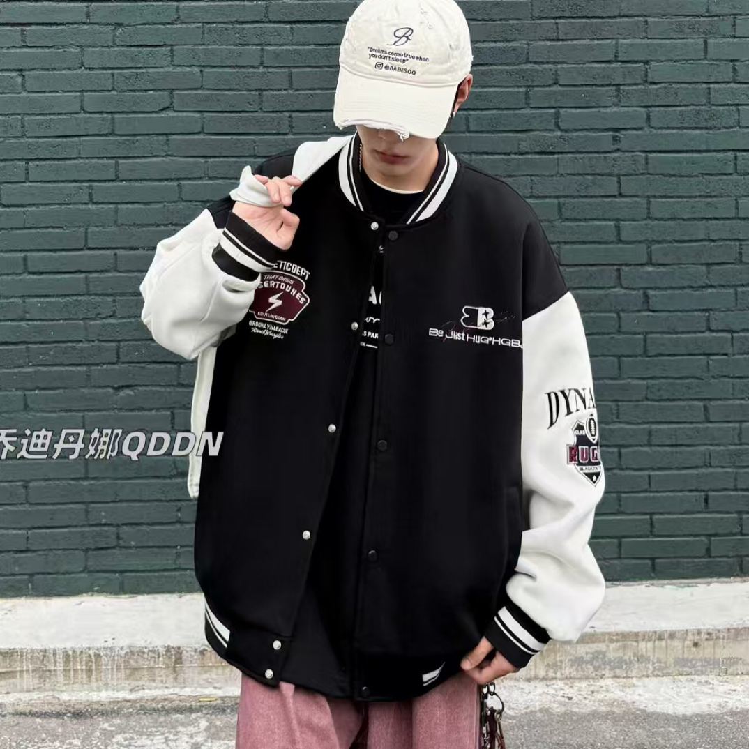 乔家2025秋季新款青少年男大童棒球服休闲潮酷时尚针织开衫外套