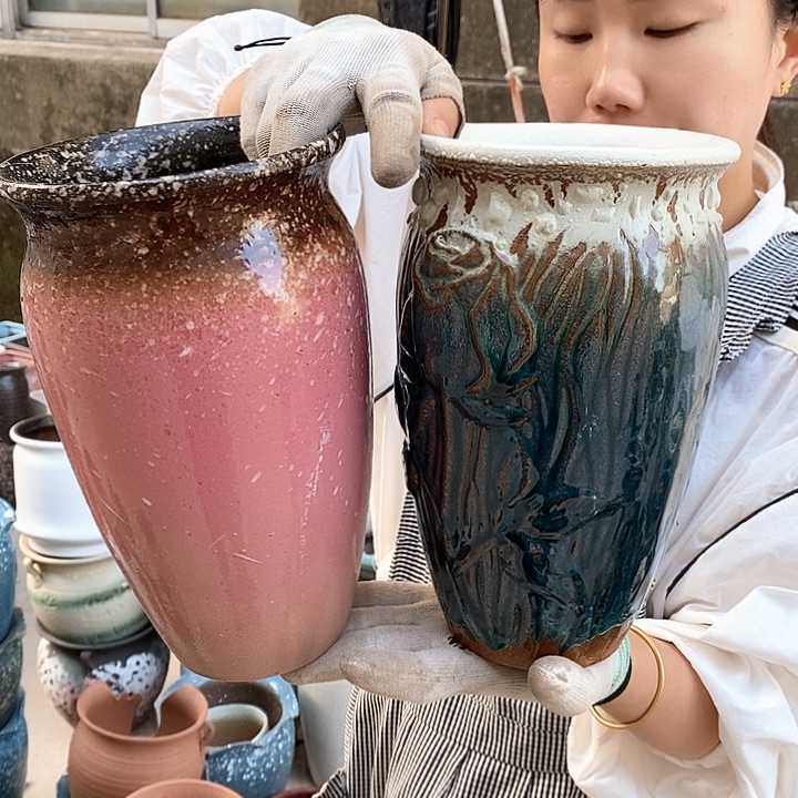 紫砂花盆瑕疵口15高25