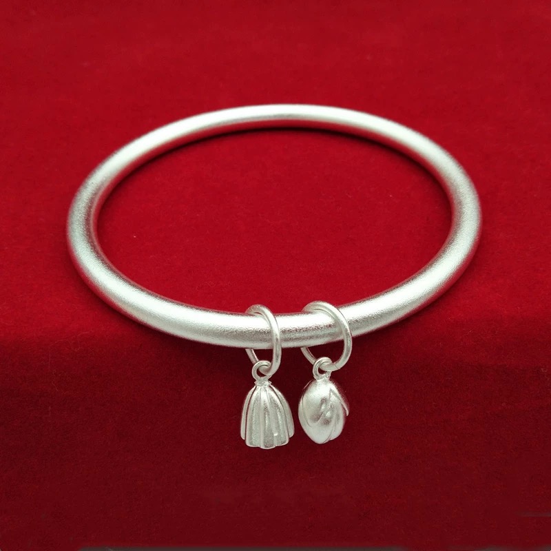 足银手镯 58号链接 【闭口手镯】足银999.9 清库存带证书礼盒包装