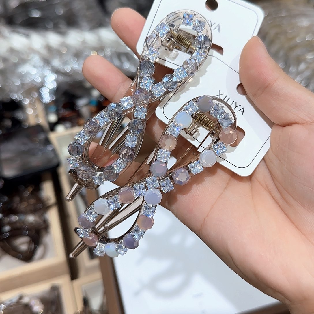 布艺非金属2支彩色钻钻扭扭夹