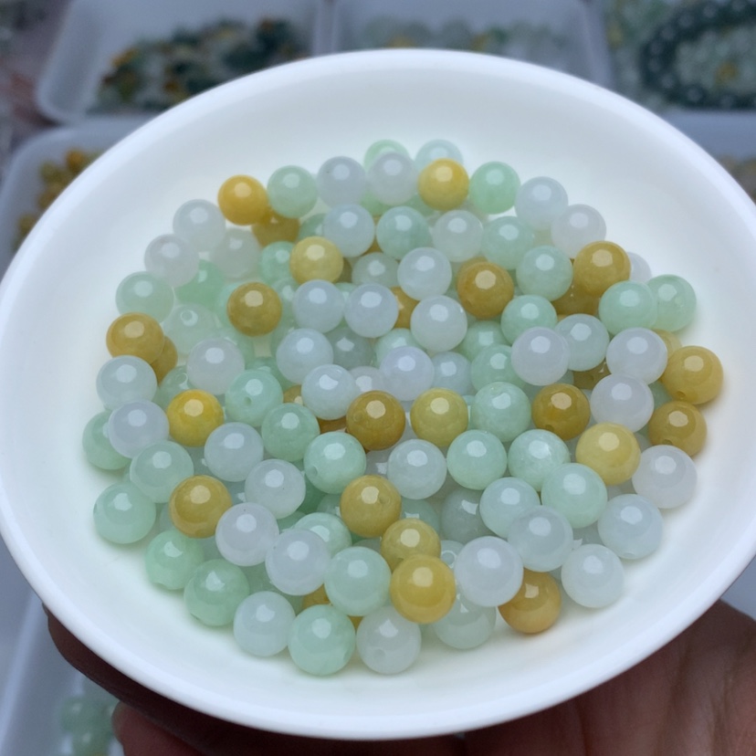【闪购商品】翡翠手链未镶嵌卡7.3冰三彩13颗 手链拍2单