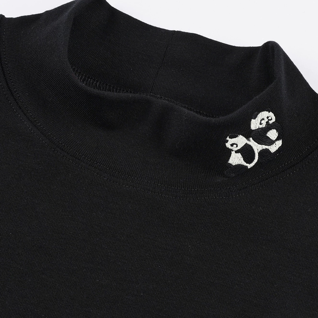 现货UY2025冬季新款「伤心小熊」天丝羊毛半高领长袖T恤