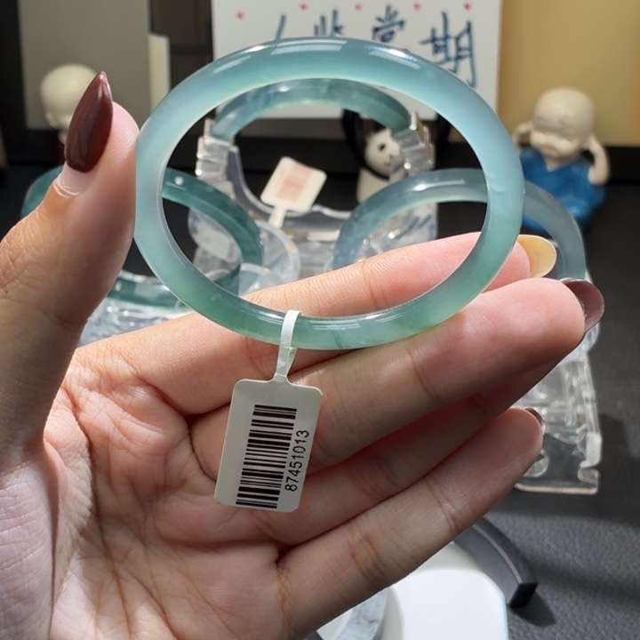 翡翠未镶嵌手镯清新半山水53