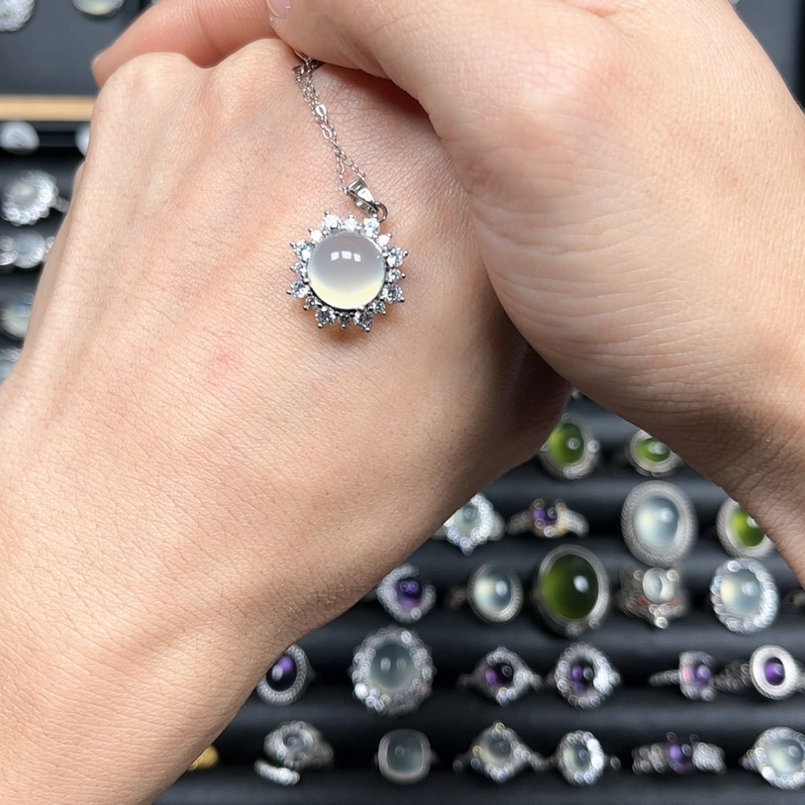 【闪购商品】岫玉戒指银S925镶嵌好***随