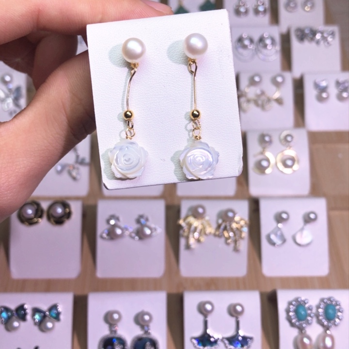 淡水珍珠耳饰银S925镶嵌