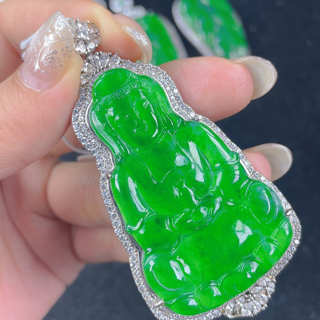 翡翠吊坠(不含链)银S925镶嵌