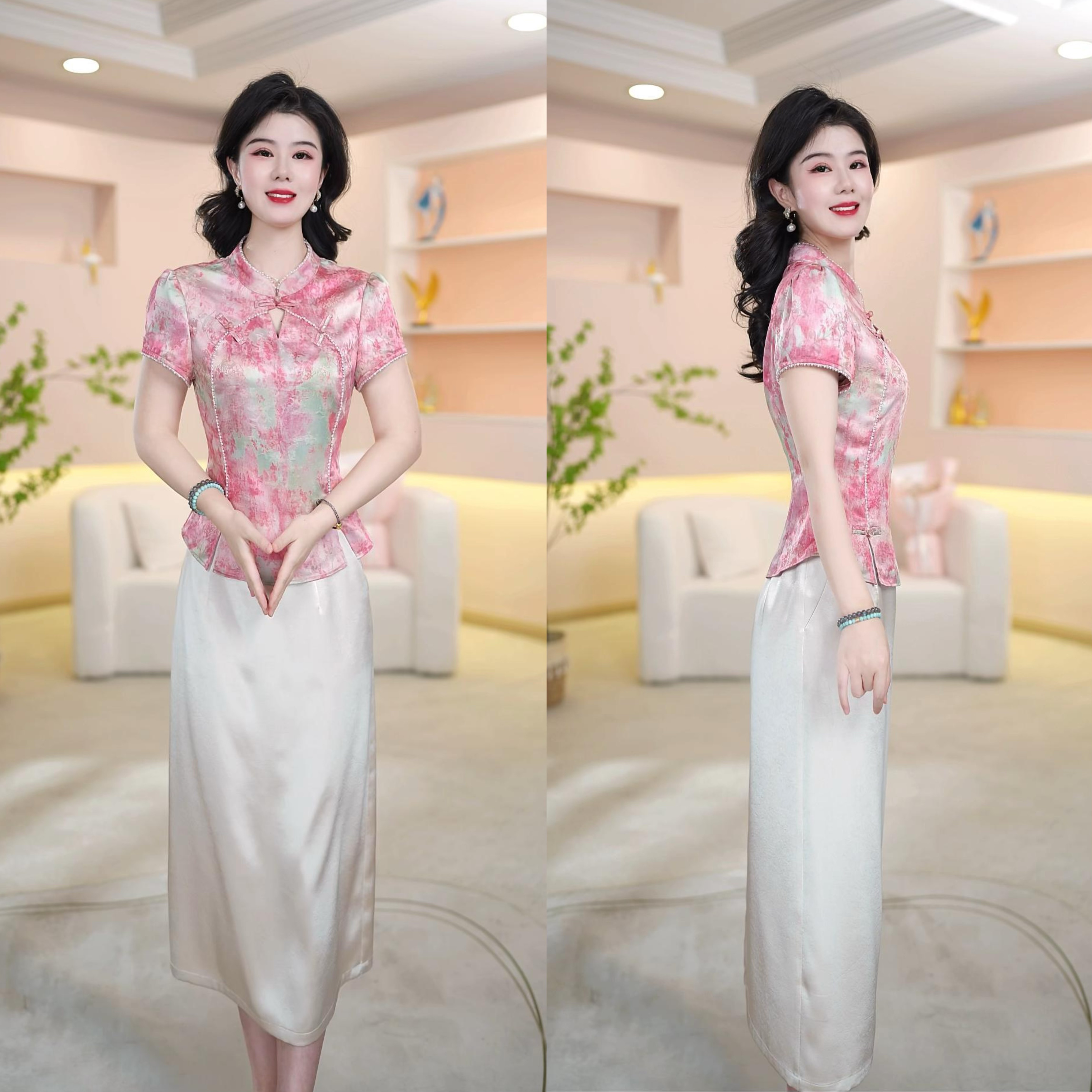 丹思俪2025夏季新款时尚遮肉显瘦显高显白气质百搭两件套8383