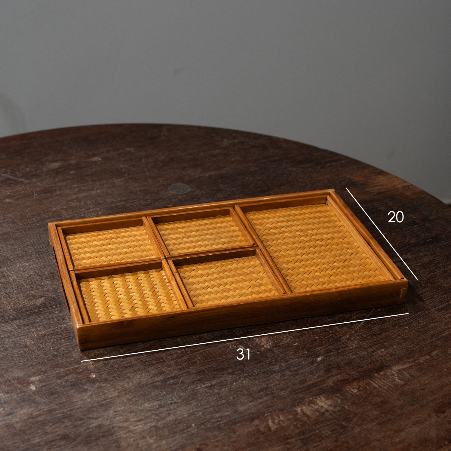 【茶韵五竹盘】非遗竹编日式藤面收纳点心盘水果茶壶盘干泡