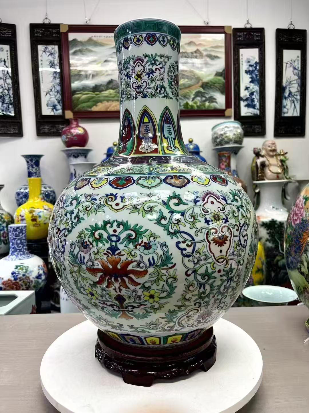 当代 青花斗彩天球54高